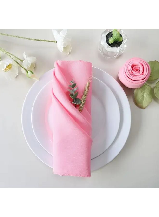 مناديل مائدة من البوليستر الوردي مقاس 18.9 × 18.9 بوصة مقاومة للتجاعيد والانكماش ومضادة للانزلاق لحفلات الزفاف وتزيين المطاعم - Image 1